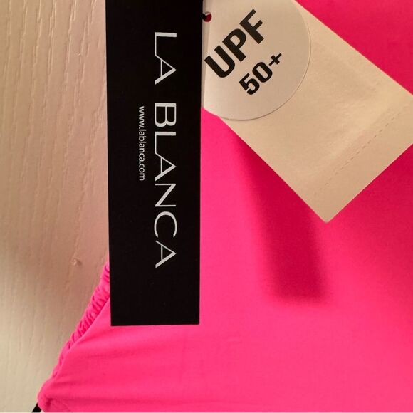 La Blanca Women's Island Goddess Rouched One Piece Swimsuit Bright Pink 2 NWT - Picture 6 of 9